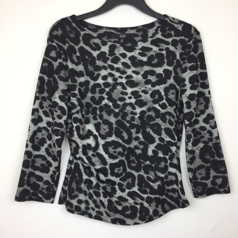 Steffen Schraut Blouse Animal Print Sweater Ruched